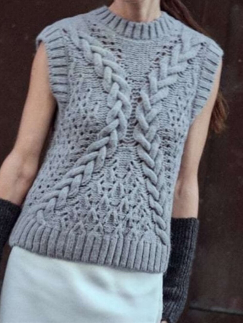 Zara Chunky Cable Knit Sweater Vest Size Small NEW